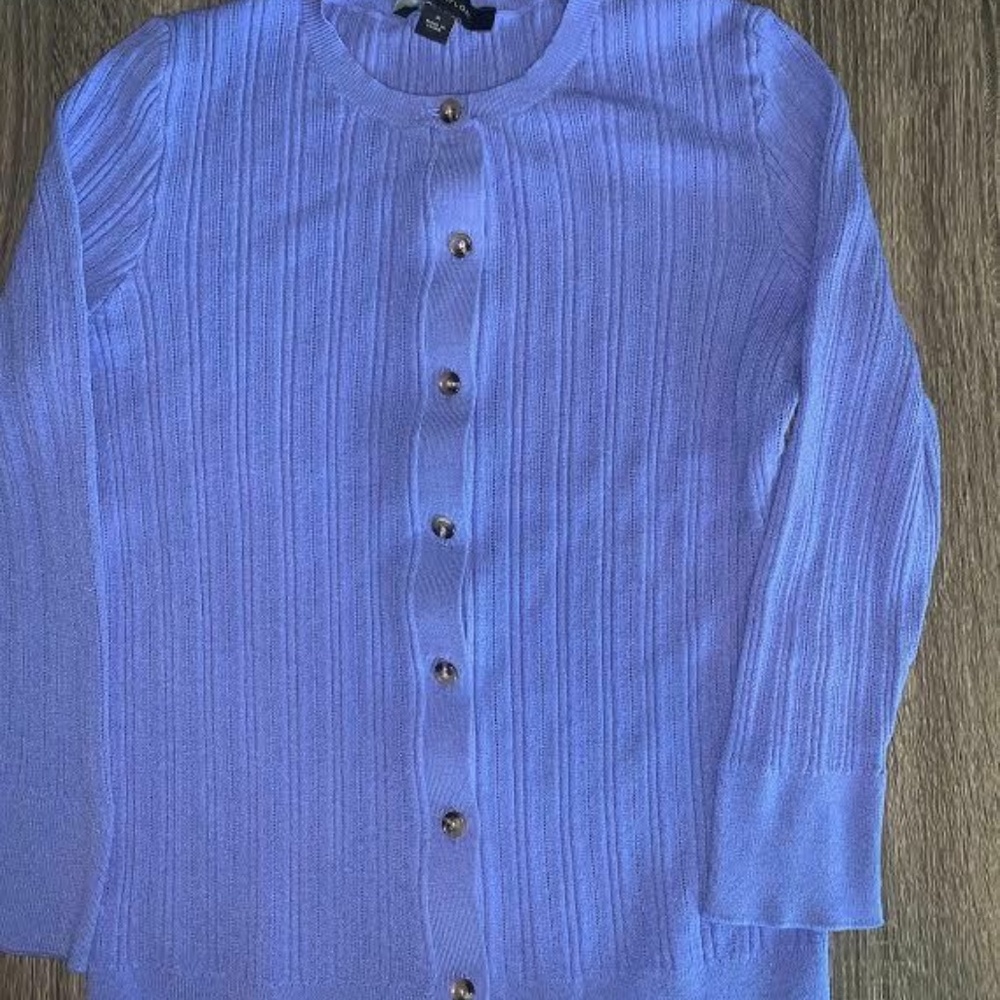 Ann Taylor Women's Blue Button Textured Cardigan